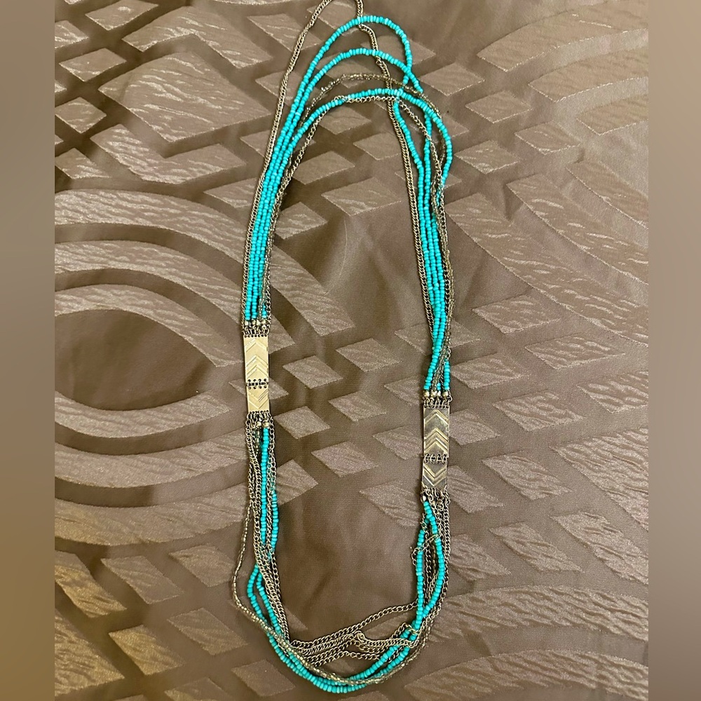 Aztec bead layer necklace